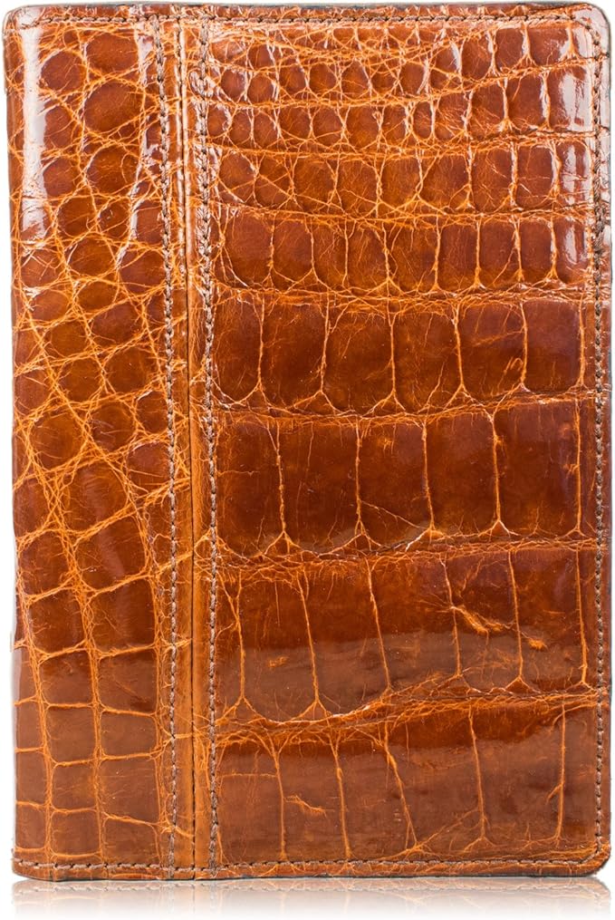 Genuine Florida Alligator Skin Notebook Padfolio (Small 5x8 Notepad, Cognac)