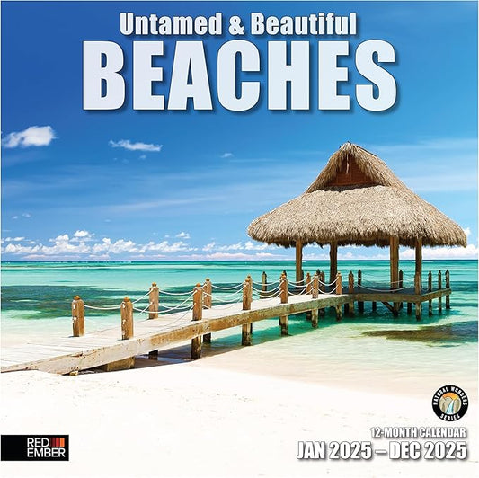 RED EMBER Untamed & Beautiful Beaches 2025 Wall Calendar 12 Month | 12" x 24" Open | Thick & Sturdy Paper | Giftable | Calendar 2025