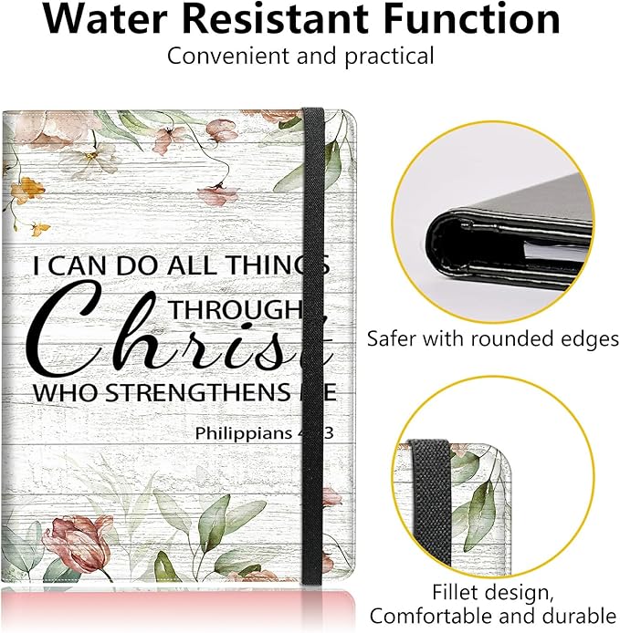 Bible Philippians 4:13 Padfolio Folder with Clipboard,Portfolios Organizer Clipboards with Storage Clipboard Writing Pad PU Leather Conference Document Organizer with Business Card Holder