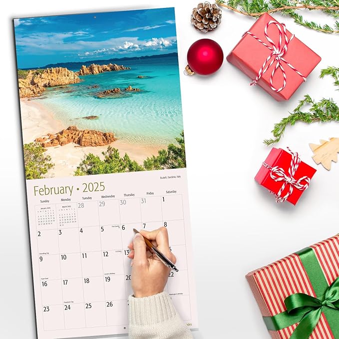 RED EMBER Seasides 2025 Wall Calendar 12 Month | 12" x 24" Open | Thick & Sturdy Paper | Giftable | Calendar 2025