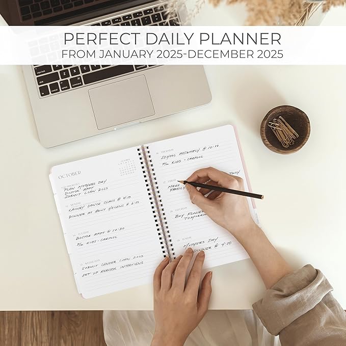Beautiful 2025 Daily Planner - 7" x 10" Daily Planner for Women or Men with Weekly & Monthly Spreads for Easy Planning - Perfect Calendar Book To Organize All Tasks and Boost Productivity