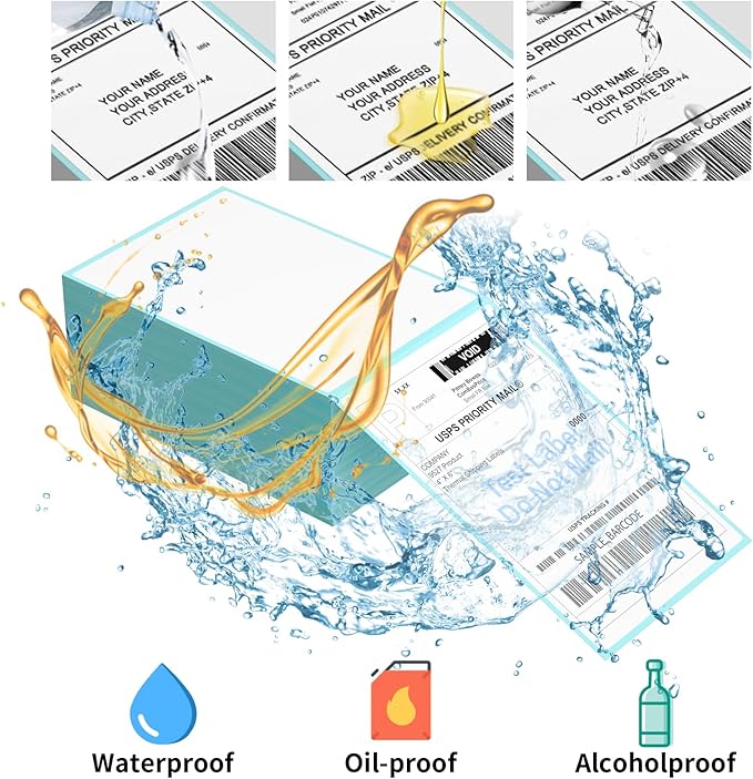 9527 Product Fanfold 4 x 6 Direct Thermal Labels with Blue Background Paper Perforated Shipping Labels for Thermal Printers, 500 Label per Stack, 1 Stack