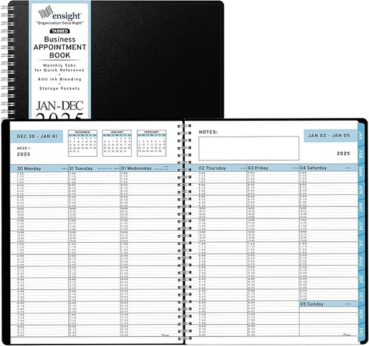 2025 Appointment Book & Planner- Ensight 8.5 x 11 inches, Large Tabbed Daily Hourly Weekly Planner, Calendar & Schedule Book 15-Minute time Slots, Business & Personal Planner Jan 2025- Dec 2025- Blue
