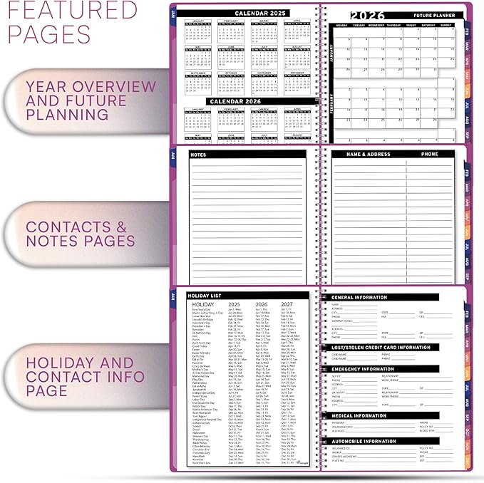 2025 Appointment Book & Planner- Ensight 6.5 x 8.5 inches, Large Tabbed Daily Hourly Weekly Planner, Calendar & Schedule Book 30-Minute time Slots, Business & Personal Planner Jan 2025- Dec 2025- Magenta