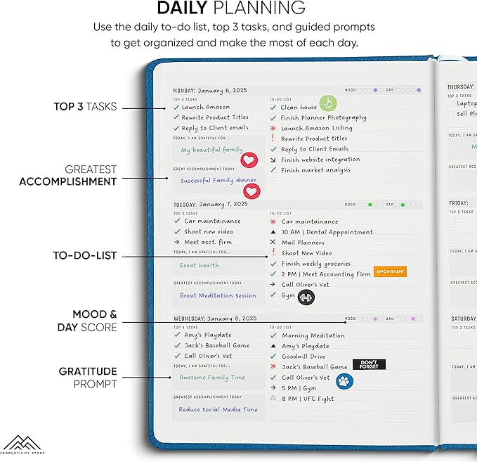 PRODUCTIVITY STORE Pro Max - Undated, 2025 Planner, 8.5" x 11" - The #1 Productivity Planner to Achieve Your 2025 Goals - Planner 2025-2026 - Navy - A4