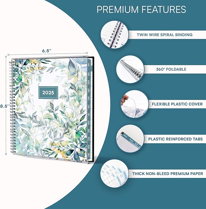 2025 Appointment Book & Planner- Ensight 6.5 x 8.5 inches, Large Tabbed Daily Hourly Weekly Planner, Calendar & Schedule Book 15-Minute time Slots, Business & Personal Planner Jan 2025- Dec 2025- Floral