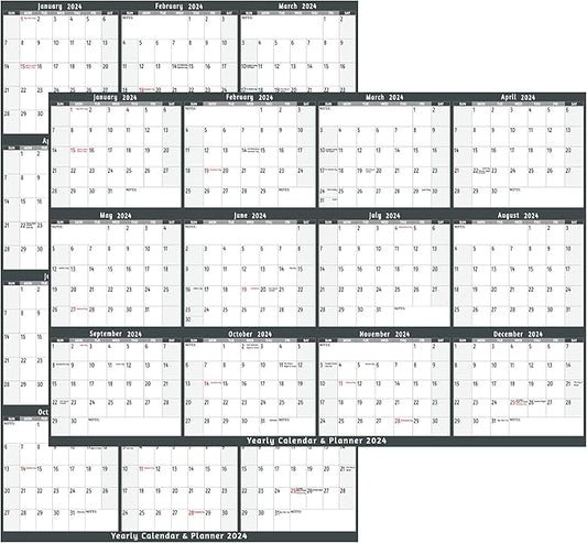 2024 Dry Erase Calendar – Large Yearly Wall calendar 2024, 38.2'' x 25.2'', 2-Side Reversible Calendar 2024, Vertical/Horizontal, Jan 2024 – Dec 2024, 2024 Wall Calendar with Notes, Stickers - Grey