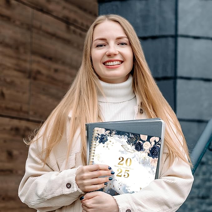 2025 Planner - JAN 2025 - DEC 2025, Planner 2025, 8" x 10", Weekly Monthly Planner 2025, Calendar Planner 2025 with Spiral Bound, Floral