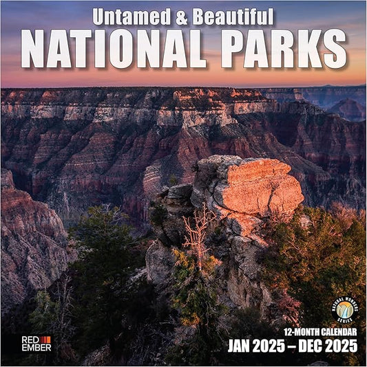 RED EMBER Untamed & Beautiful National Parks 2025 Wall Calendar 12 Month | 12" x 24" Open | Thick & Sturdy Paper | Giftable | Calendar 2025