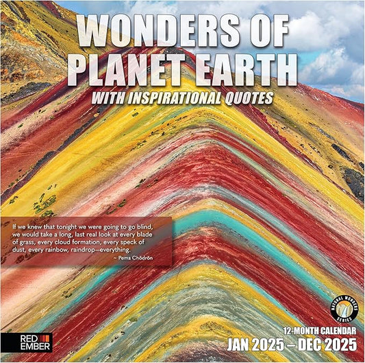 RED EMBER Wonders of Planet Earth with Quotes 2025 Wall Calendar 12 Month | 12" x 24" Open | Thick & Sturdy Paper | Giftable | Calendar 2025