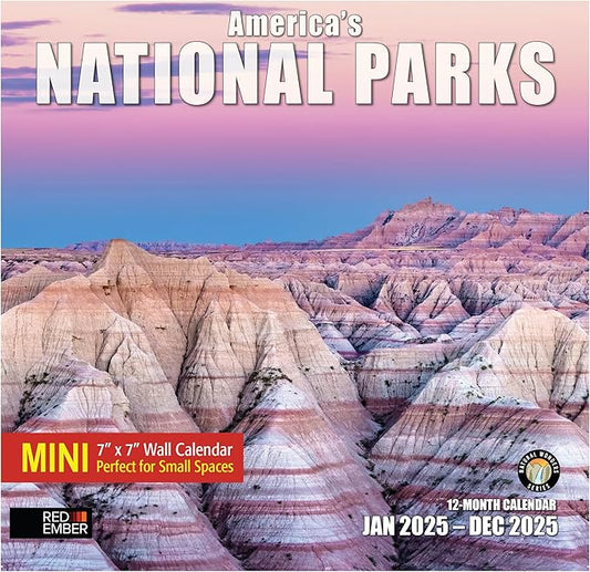 RED EMBER America's National Parks Mini 2025 Wall Calendar 12 Month | 7" x 14" Open | Thick & Sturdy Paper | Giftable | Calendar 2025