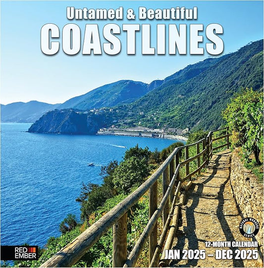 RED EMBER Untamed & Beautiful Coastlines 2025 Wall Calendar 12 Month | 12" x 24" Open | Thick & Sturdy Paper | Giftable | Calendar 2025