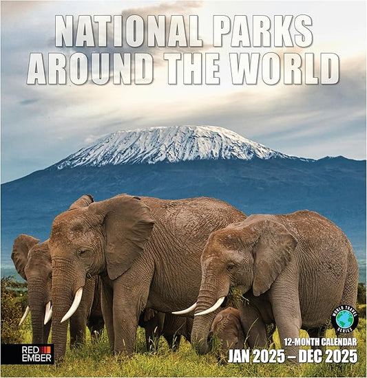 RED EMBER National Parks Around the World 2025 Wall Calendar 12 Month | 12" x 24" Open | Thick & Sturdy Paper | Giftable | Calendar 2025