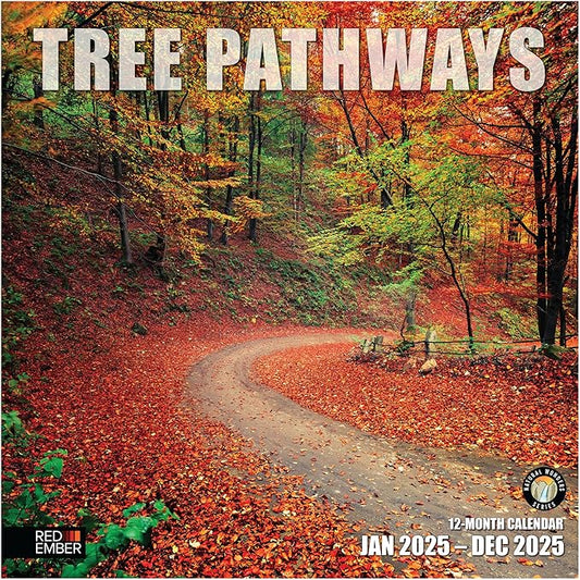 RED EMBER Tree Pathways 2025 Wall Calendar 12 Month | 12" x 24" Open | Thick & Sturdy Paper | Giftable | Calendar 2025