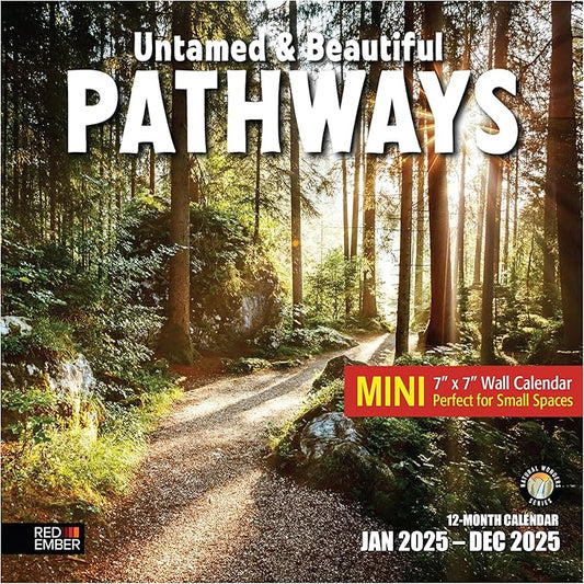 RED EMBER Untamed & Beautiful Pathways Mini 2025 Wall Calendar 12 Month | 7" x 14" Open | Thick & Sturdy Paper | Giftable | Calendar 2025